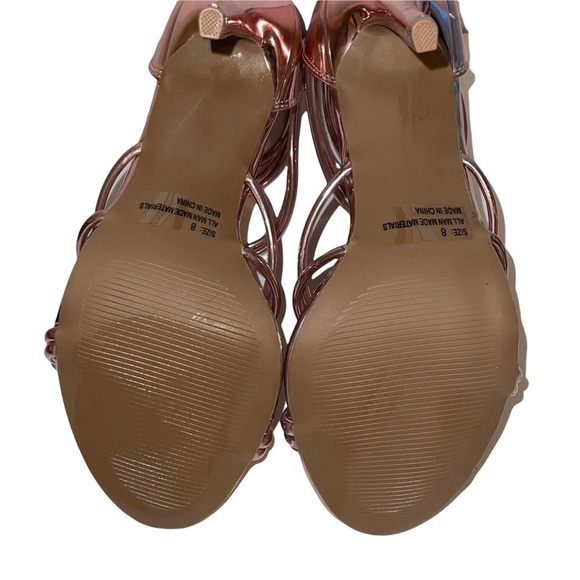 Quipid Rose Gold Strappy High Heel Stilettos Pump Back Zipper Shoes - Picture 8 of 8